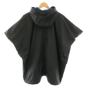 COMME des GARCONS SHIRT ポンチョ アウター フード 裏地フリース XS 黒 ブラック 青 ブルー W19902