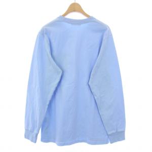 A BATHING APE Tシャツ ロンT カットソー 長袖 クルーネック ロゴ刺繍 M 水色 ライトブルー