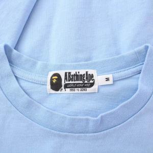 A BATHING APE Tシャツ ロンT カットソー 長袖 クルーネック ロゴ刺繍 M 水色 ライトブルー