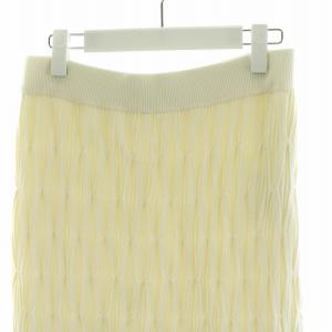 ADORE 22AW ジオメトリックニットスカート フレアスカート ミモレ ロング 38 M 白 ホワイト 531-2272119