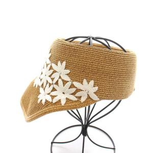 Athena New York サンバイザー 帽子 麦わら 花柄 べージュ 白