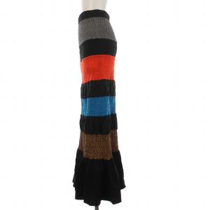 UN3D. 23SS ロングスカート シャーリング ナイロン ボーダー 36 S マルチカラー