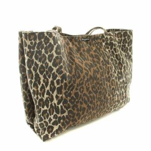 DOLCE&GABBANA トートバッグ キャンバス レオパード柄 ヒョウ柄 茶 ブラウン 黒 ブラック