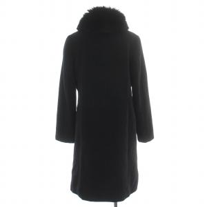 Harrods ステンカラーコート フォックスファー ロング シングル アンゴラ 2 M 黒 ブラック
