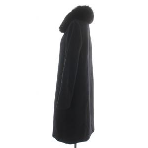 Harrods ステンカラーコート フォックスファー ロング シングル アンゴラ 2 M 黒 ブラック