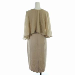 EPOCA フレアワンピース ミモレ ロング ノースリーブ ケープ付き 38 M ピンクベージュ