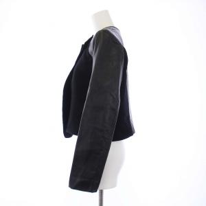 Neil Barrett ノーカラージャケット アウター レザー切替 40 L 黒 ブラック /KH