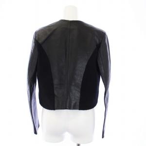 Neil Barrett ノーカラージャケット アウター レザー切替 40 L 黒 ブラック /KH