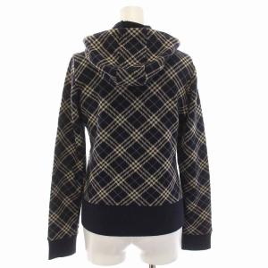 BURBERRY BLUE LABEL ジップアップパーカー スウェット チェック 長袖 38 M 紺 ネイビー ベージュ