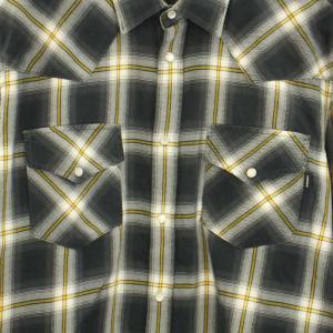 DIESEL チェックシャツ ネルシャツ スタンダードカラー 長袖 ダメージ加工 XL グレー 黄 イエロー