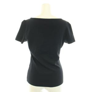 FOXEY 36173 ジェリービーンセーター ニット 半袖 ハイゲージ ロゴプレート 40 ネイビー