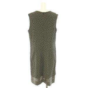 MARNI ワンピース ひざ丈 ノースリーブ 総柄 絹 シルク 42 L 黒 ブラック 白 ホワイト