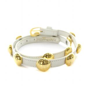 YVES SAINT LAURENT YSL ベルト ハトメ レザー 白 ホワイト ゴールド色