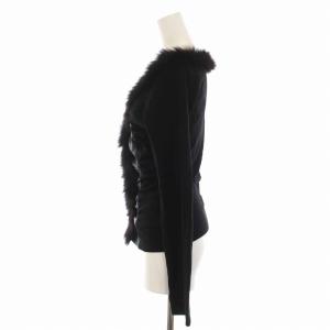 EPOCA カーディガン ニット フォックスファー レザー切替 長袖 40 M 黒 ブラック