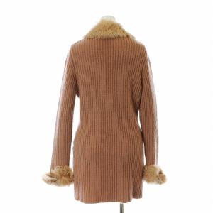 EPOCA ニットジャケット ファー リボン ウール混 アルパカ混 モヘヤ混 40 S ピンクベージュ