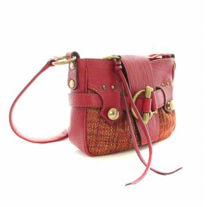 TOFF&LOADSTONE ショルダーバッグ ツイード切替 ゴートレザー 保存袋付き タグ付き 赤 レッド ゴールド