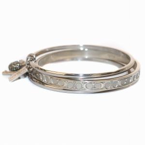 COACH バングル ブレスレット 3連 チャーム 南京錠 カギ シルバー色