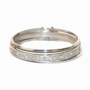 COACH バングル ブレスレット 3連 チャーム 南京錠 カギ シルバー色