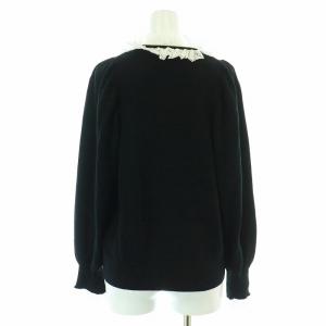 IENA LA BOUCLE 21AW バイカラーレースカーディガン ニット 長袖 パールボタン ウール 黒 ブラック 21080914127040