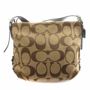 COACH シグネチャー ショルダーバッグ キャンバス レザー ベージュ 茶 ブラウン F15067