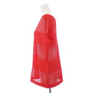 me ISSEY MIYAKE カットソー ドルマンスリーブ ボーダー メッシュ 赤 レッド