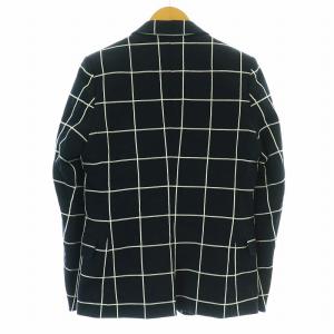GalaabenD ウィンドウペンジャガード テーラードジャケット ブレザー 総裏地 チェック M ダークネイビー 白 ホワイト 87209219