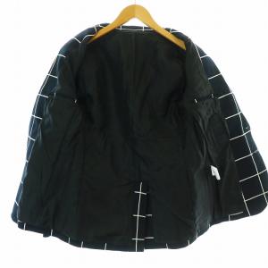 GalaabenD ウィンドウペンジャガード テーラードジャケット ブレザー 総裏地 チェック M ダークネイビー 白 ホワイト 87209219