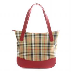 burberrys トートバッグ ハンド ヴィンテージ エナメル ノバチェック ロゴ 赤 ベージュ 黒