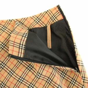 BURBERRY BLUE LABEL スカート ミニ フレア 台形 チェック柄 ヴィンテージ ウール 38 M ベージュ 黒 ブラック