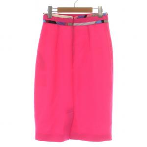 Emilio Pucci タイトスカート ひざ丈 総柄 ウール 絹 シルク 38 S ピンク マルチカラー