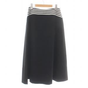 BORDERS at BALCONY 22年製 フレアスカート FLARE SKIRT ロング ミモレ ボーダー 36 S 黒 ブラック 白 ホワイト BD2211-3H-05