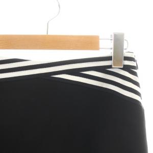 BORDERS at BALCONY 22年製 フレアスカート FLARE SKIRT ロング ミモレ ボーダー 36 S 黒 ブラック 白 ホワイト BD2211-3H-05
