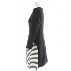 BORDERS at BALCONY 23年製 FINE BORDER MINI DRESS フレア 36 ブラック