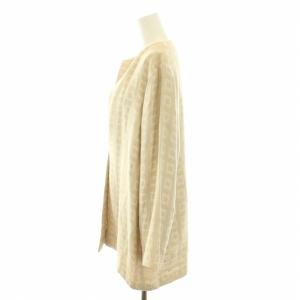 AGNONA ノーカラージャケット アウター トッパー 総柄 絹 シルク カシミヤ混 44 L ベージュ