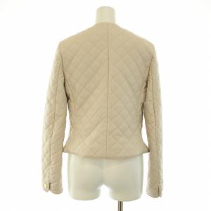 ESTNATION 22AW フェイクレザーキルティングジャケット ノーカラー 中綿 アウター ショート丈 38 M アイボリー 22-109-04-090274