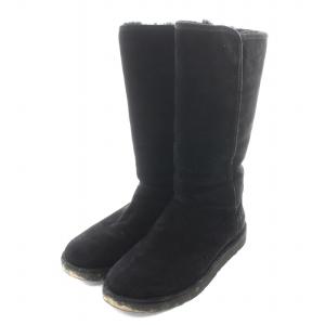 UGG australia アブリー Abree ムートンブーツ ロング スエード ボア サイドジップ 24.0cm 黒 ブラック 1016590