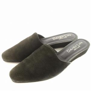 ミュール スエード サンダル ローヒール M 約23.5cm 黒 ブラック /G