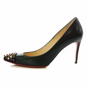 Christian Louboutin パンプス ヒール カラースタッズ ポインテッドトゥ レザー 36 23.0cm 黒 ブラック