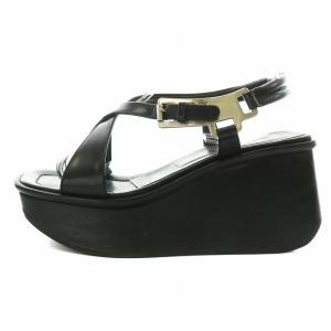 PRADA サンダル ストラップ スクエアトゥ 厚底 22.5cm 黒 ブラック