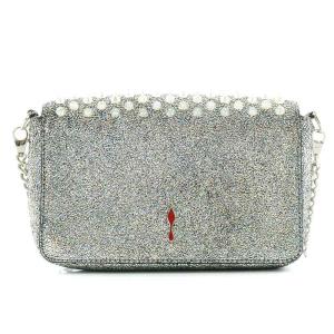 Christian Louboutin ショルダーバッグ クラッチバッグ 2way スタッズ チェーン レザー シルバー色