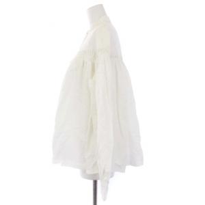 Scye リネン高密度タックロングスリーブブラウス シャツ プルオーバー 38 M 白 ホワイト 1222-31016