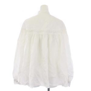 Scye リネン高密度タックロングスリーブブラウス シャツ プルオーバー 38 M 白 ホワイト 1222-31016