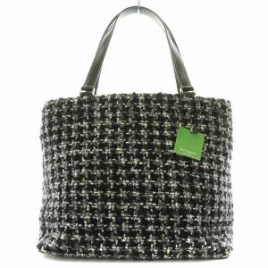 kate spade new york トートバッグ ハンドバッグ ショルダーバッグ ツイード グレー 黒 ブラック