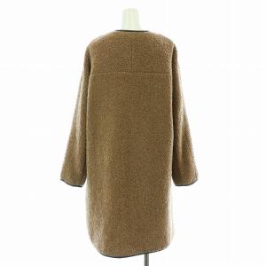 SHIPS ボアミディコート ノーカラー Vネック 茶 ブラウン 314150502