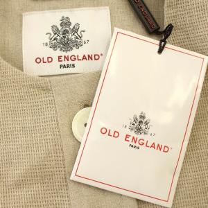 OLD ENGLAND リネン ノーカラー ジャケット 麻 七分袖 34 M ベージュ 生成り