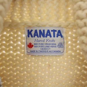 KANATA カウチンニット セーター ジャケット ジップアップ 総柄 厚手 ウール アイボリー 赤 レッド