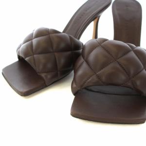 BOTTEGA VENETA パテッド ミュール サンダル キルティング ラムスキン レザー 36 ブラウン