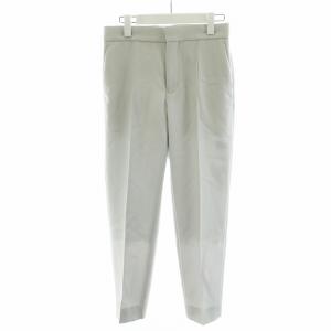 ウールツイルクロップドパンツ スラックス ジッパーフライ シルク 絹 34 S グレー