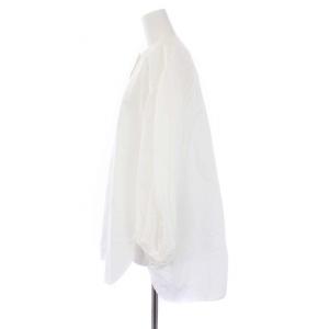 Drawer コットンノーカラーギャザーシャツ ブラウス 長袖 プルオーバー 切替 38 M 白 ホワイト 6511-299-0512