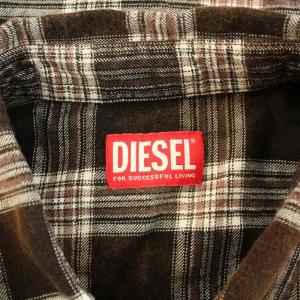 DIESEL S-UMBE-CHECK-NW カジュアルシャツ レギュラーカラー 長袖 チェック柄 50 L 茶 ブラウン